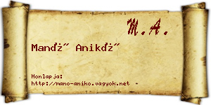 Manó Anikó névjegykártya